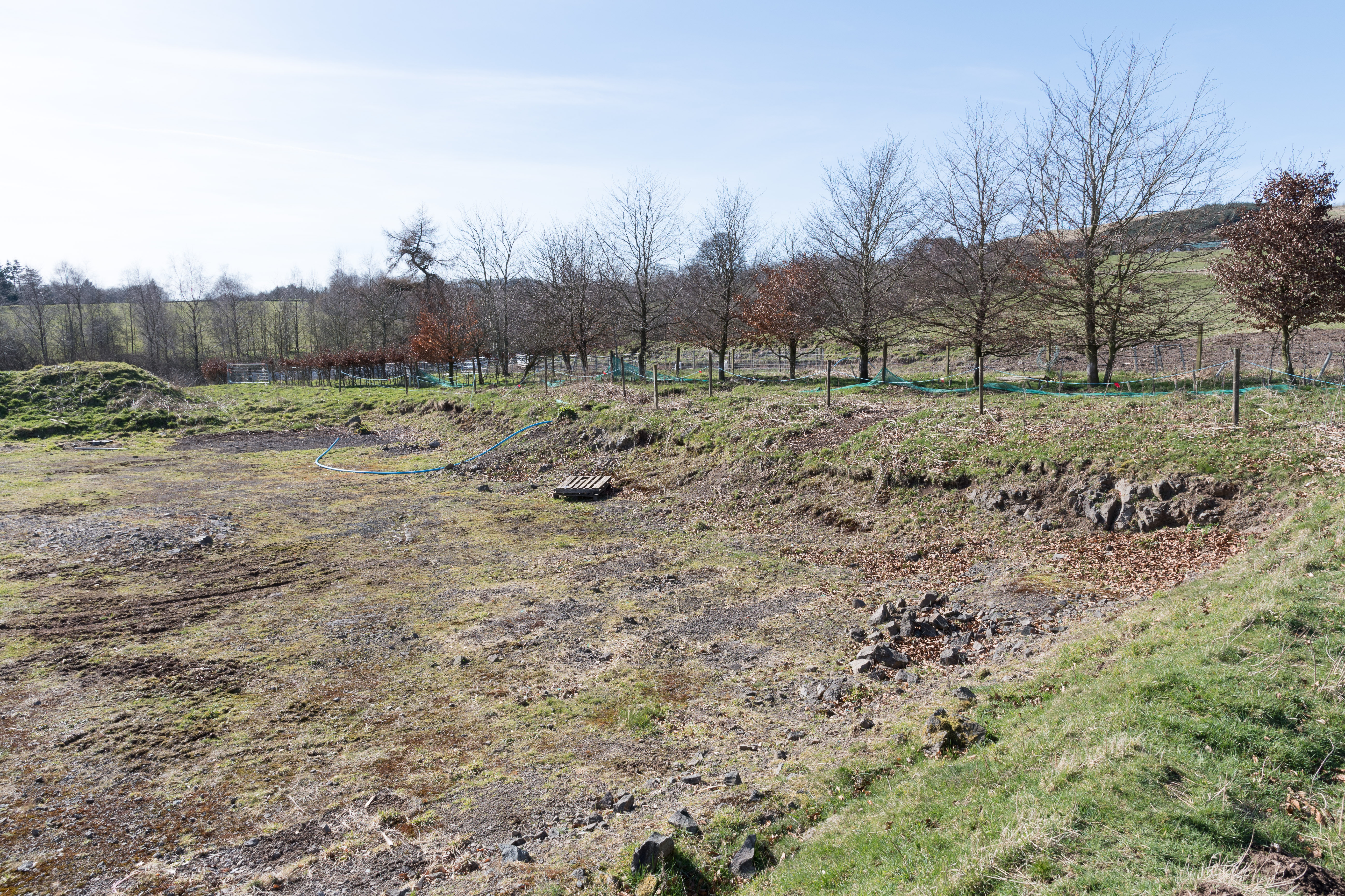 Bank uphill of cleared area